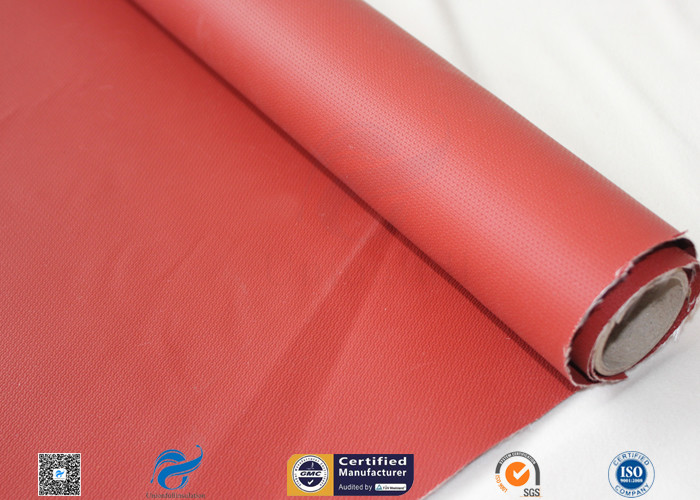 510gsm 0.5mm Red Silicone Coated Fiberglass Fabric Oil Resistant Material