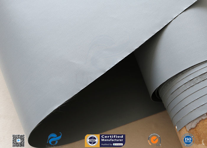 Grey PVC Coated Fiberglass Fabric , Waterproof Fiber Glass Cloth